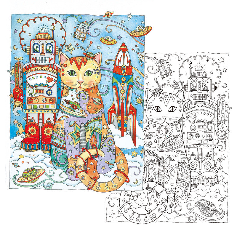 24 Pages Creative Cat Doodle Coloring Book