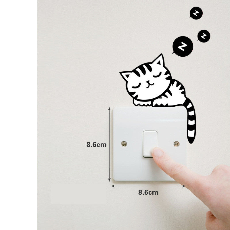 Creative Generation Monochrome Removable Cartoon Black Cat  Sticker