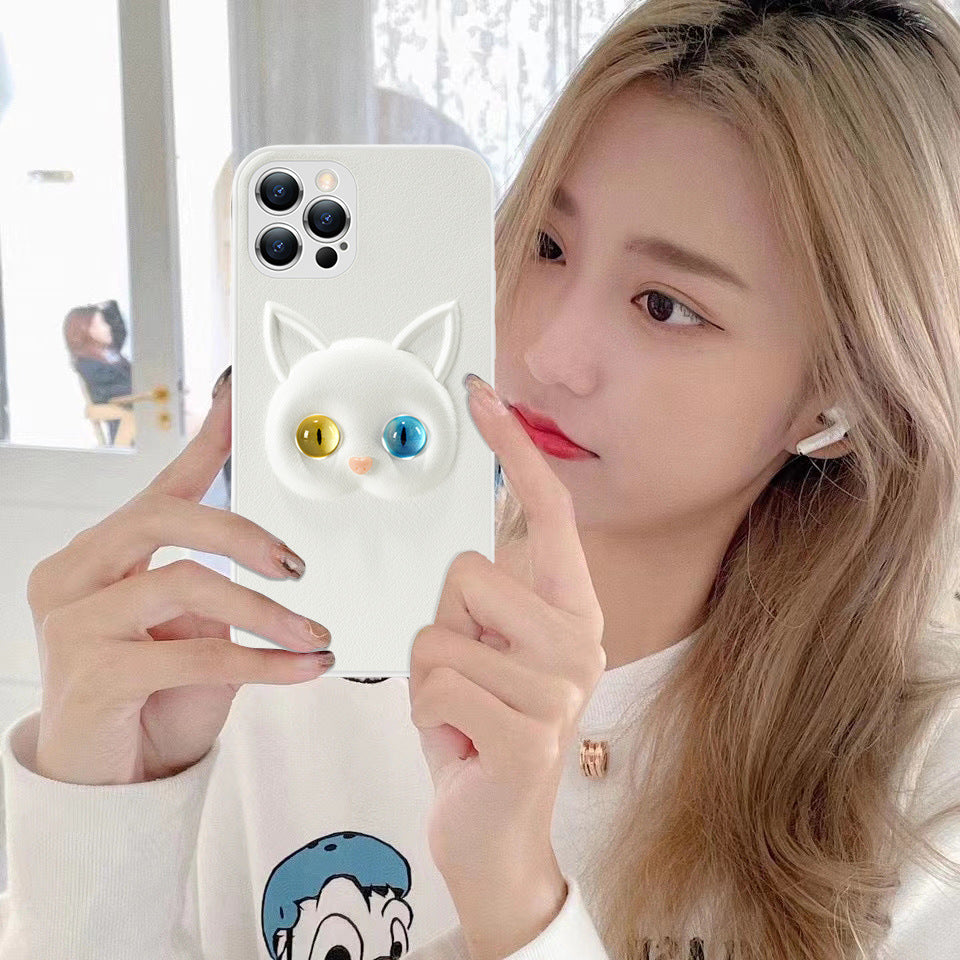 Compatible with Apple , Apple Mobile Phone Case Female Cute Cartoon Cat Protective Case