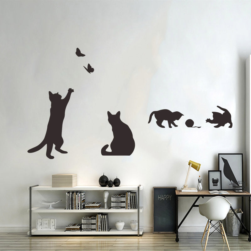 Removable Combination Cartoon Black Cat Decorative Wall Sticker