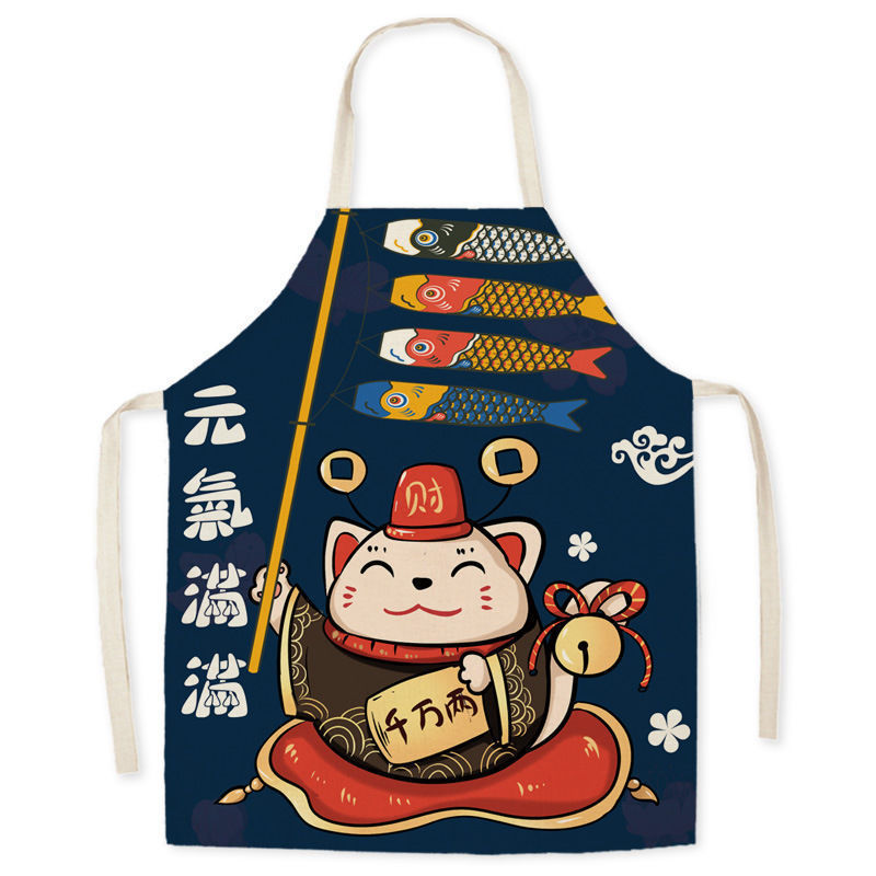 Waterproof Apron Beckoning Cat Adult Gown For Cooking