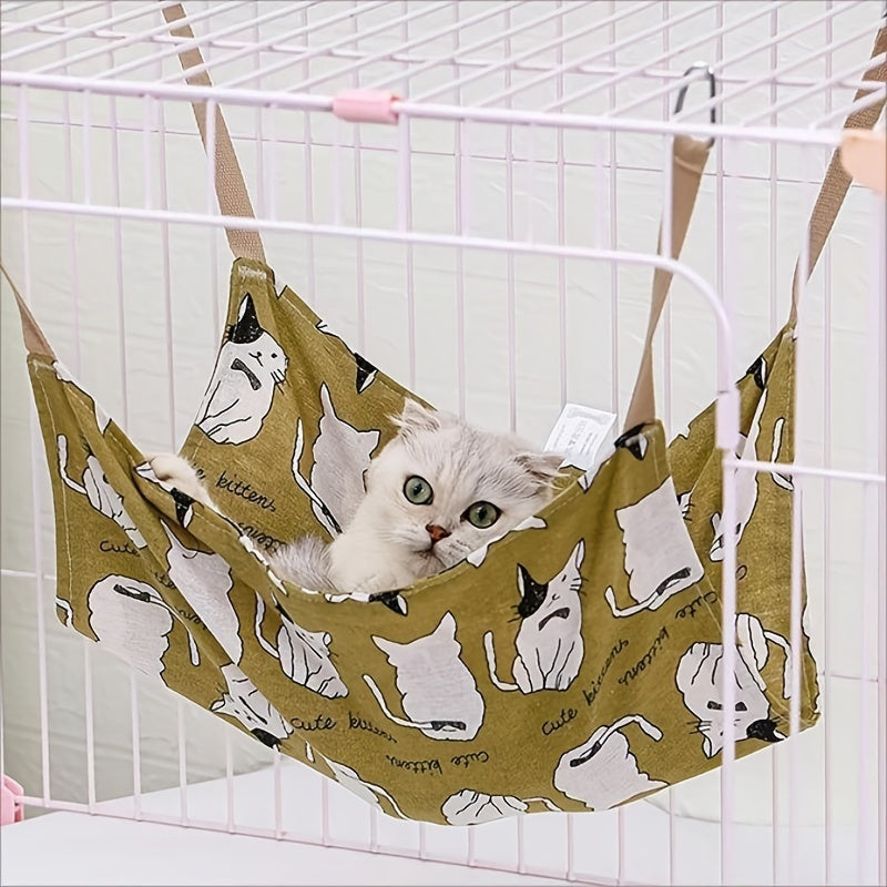 Pet Summer Cotton Hemp Cat Hammock Breathable Cage Cat Swing Hanging Nest Multi-color Printed Hammock Pet Supplies