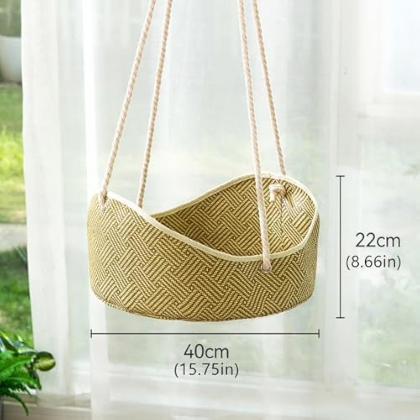 Breathable Cat Hammock - Rattan Crafted Cat Cage With Metal Hooks - Indoor Outdoor Pet Bed- Comfortable Cat Perch For Sleeping Playing Climbing, And Lounging