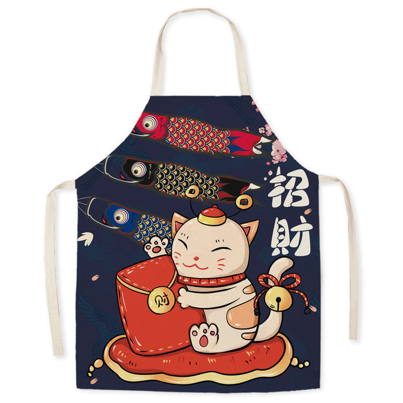 Waterproof Apron Beckoning Cat Adult Gown For Cooking