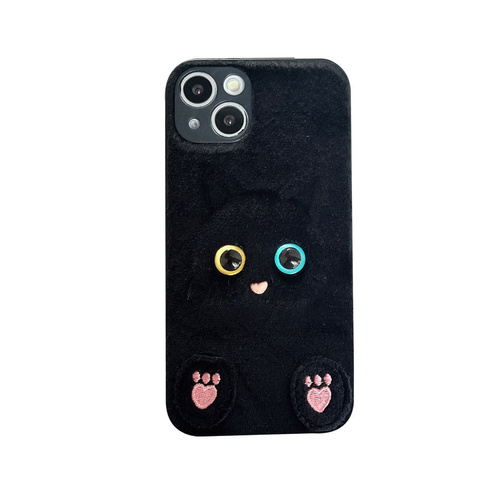 Plush Three-dimensional Cat Eyes Mobile Phone Case Anti-fall