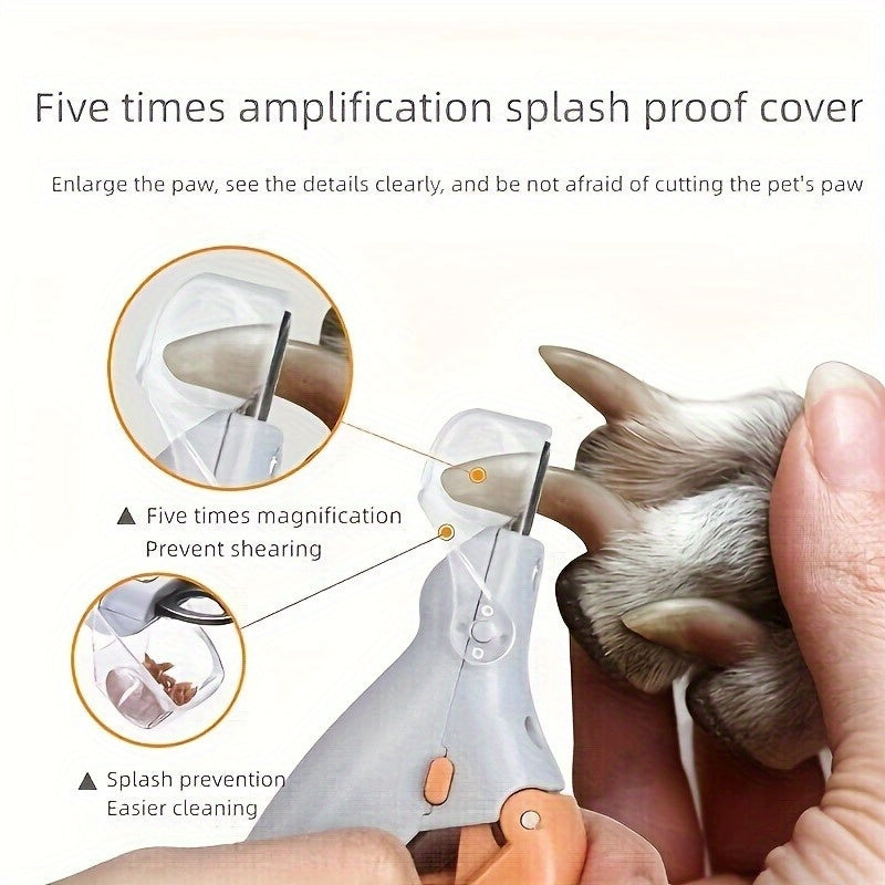 LED Light Pet Nail Trimmer Suitable For Trimming Cat And Dog Nails And Paws Magnifying Glass Can Be Used As Nail Clip Quick Trim Steel Blade