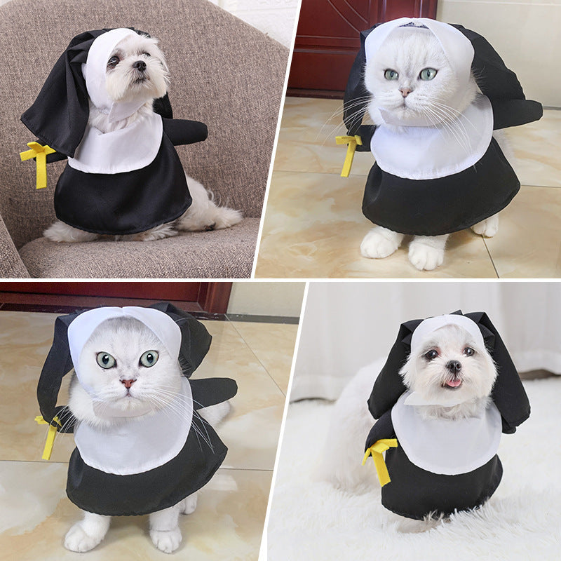 Pet Halloween Pet Costume Cat Dog Clothes Nun Dress Up Holiday Atmosphere