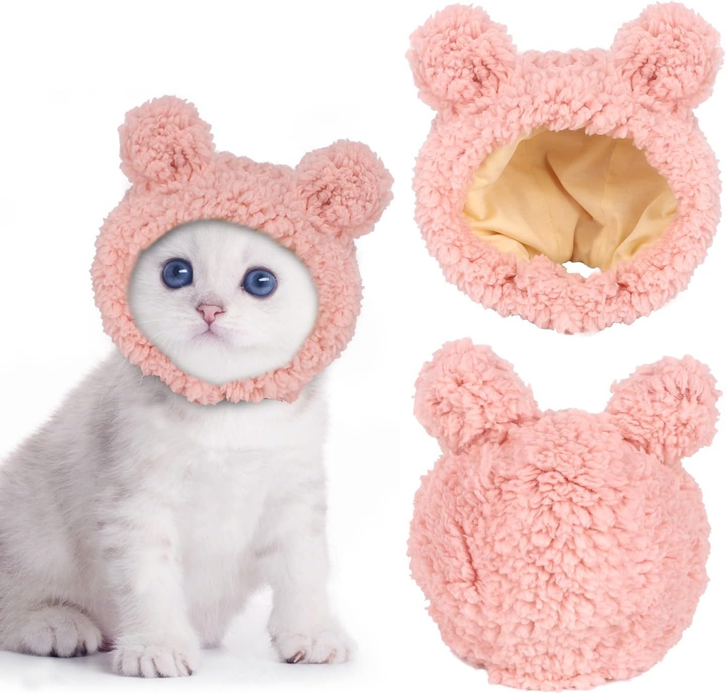 Cute Cat Costume Bear Hat For Cat Warm Soft Small Pet Headwear