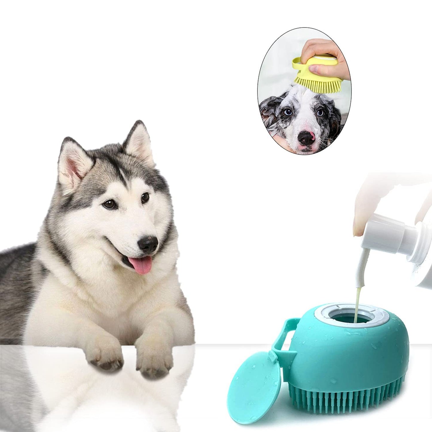 Pet Grooming Brush With Soap Dispenser For Dogs And Cats  Soft Silicone Bristles, Long Short Hair Friendly