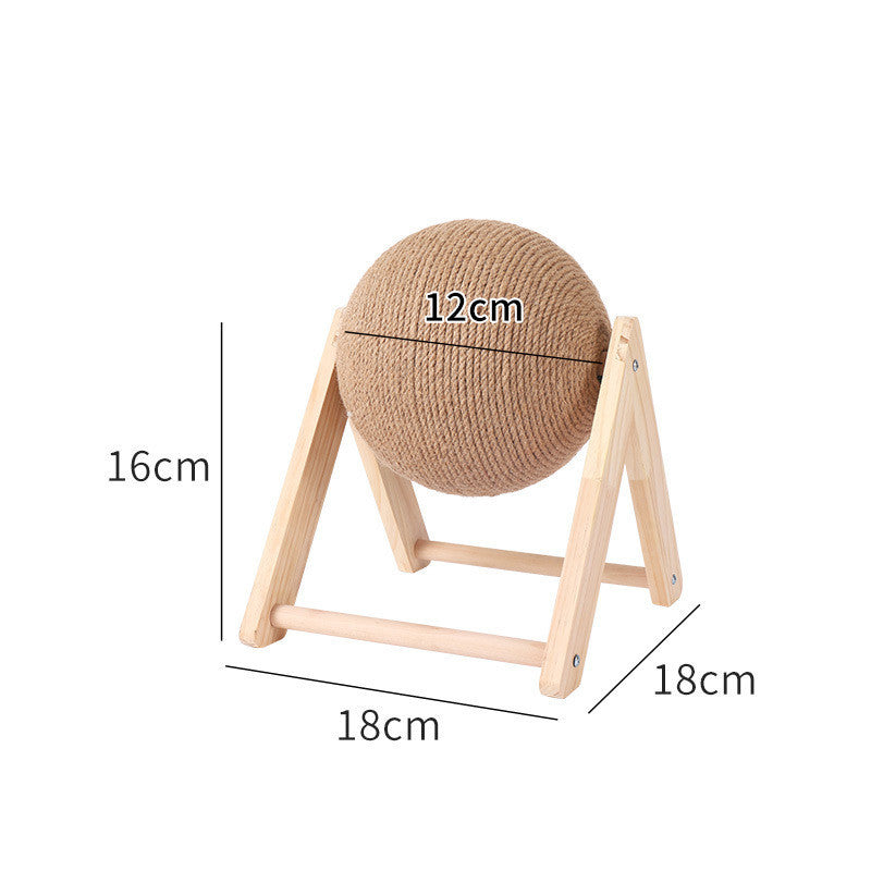 Cat Scratcher Sisal Rope Ball Cat Scratching Post Wood Stand Anti-Scratch Toy For Cats