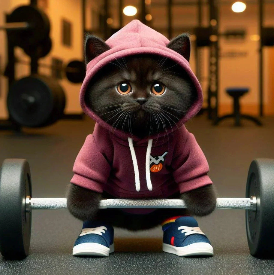 Cute Fitness Cat Sculptured Ornaments