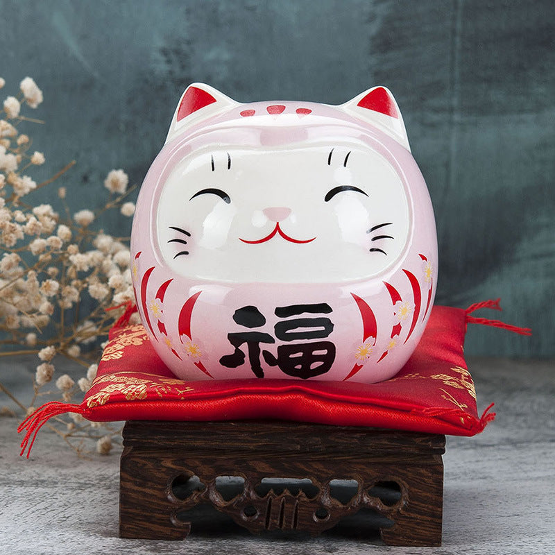 Ceramic Small Da Mo Zhaocai Cat Savings Can