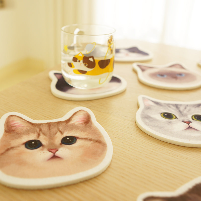 Cat Illustration Cute Cat Head Felt Coaster Dining Table Potholder