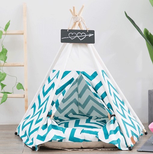 Tent Green Striped Pet Litter Winter Dog Bedding