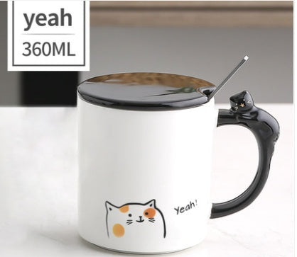 Japanese style cat tail ceramic mug