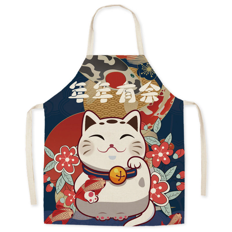 Waterproof Apron Beckoning Cat Adult Gown For Cooking