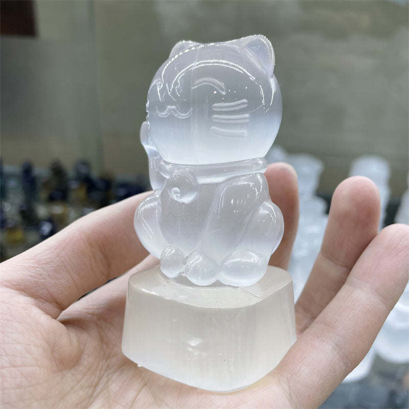 Fashion Personality Lucky Cat Rough Polished Crystal