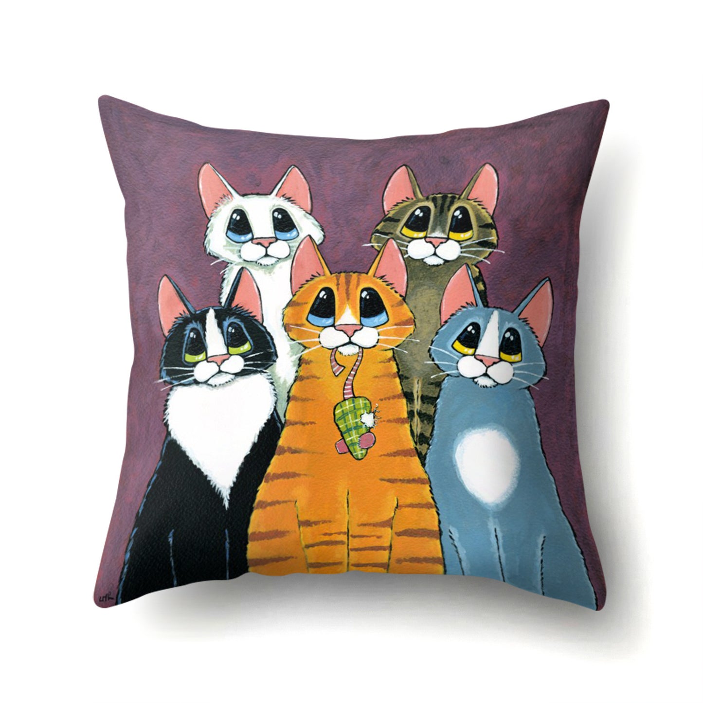 Printed Cute Animal Cat Polyester Pillowcase