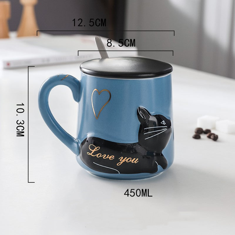 Three-dimensional Relief Cat Ceramic Mug