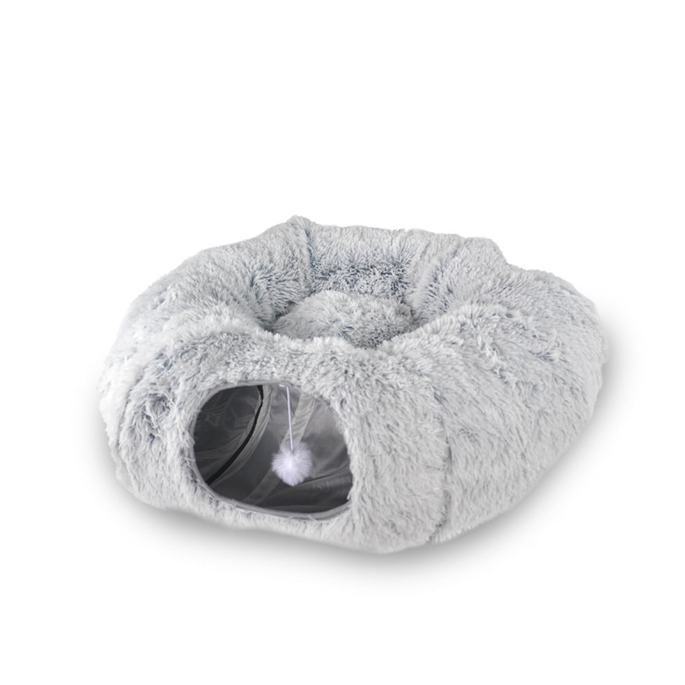 Warm Plush Foldable Cat Tunnel Nest