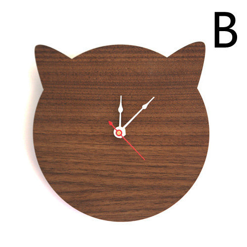 Bamboo Wood Cat Cat Wall Clock Quartz Clock Wall Hanging Watch Mute