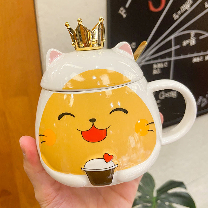 Cartoon Animal Crown Cute Cat Ceramic Cup