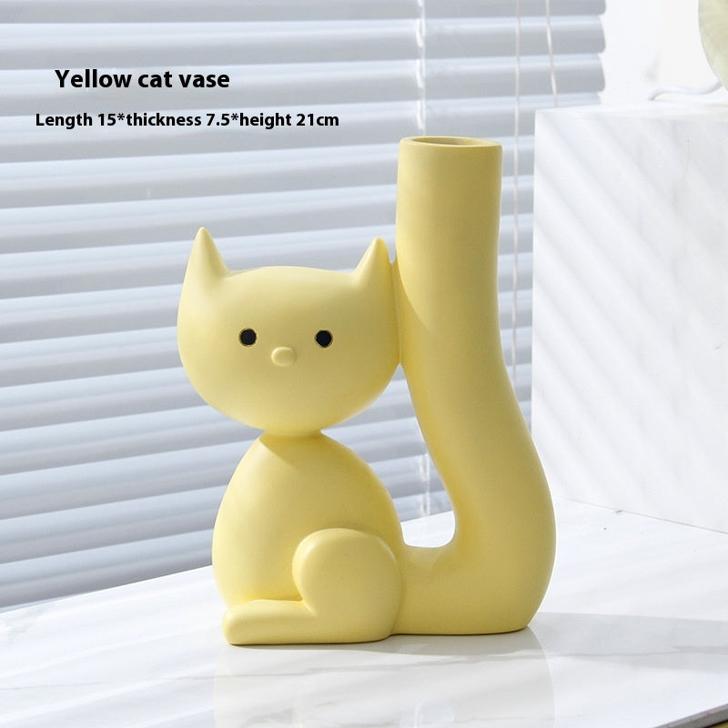 Cute Cat Vase Home Living Room Ornament Decorations