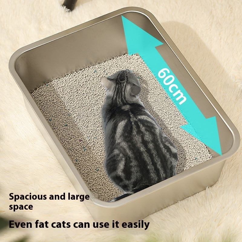 Large Anti-wear Anti-corrosion Stainless Steel Litter Box