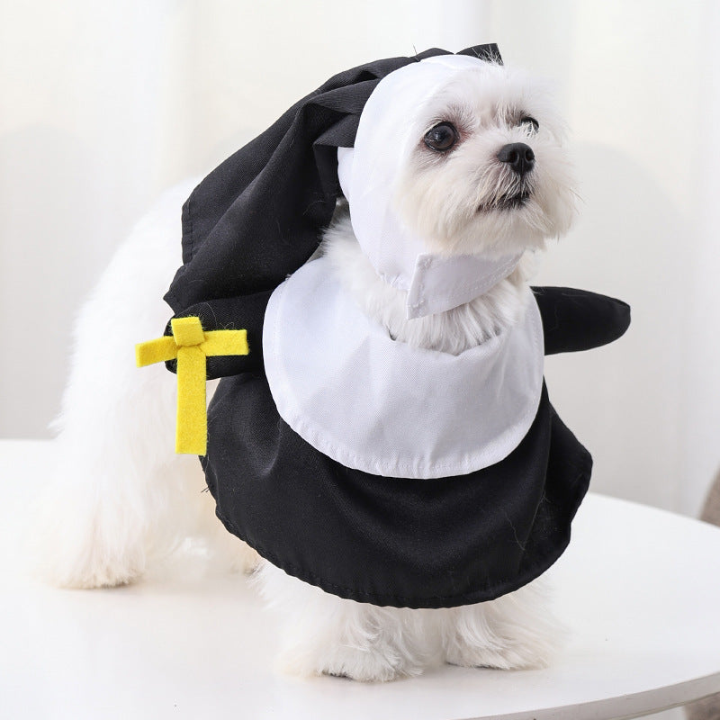 Pet Halloween Pet Costume Cat Dog Clothes Nun Dress Up Holiday Atmosphere