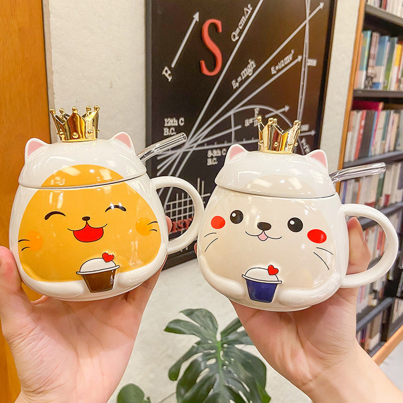 Cartoon Animal Crown Cute Cat Ceramic Cup