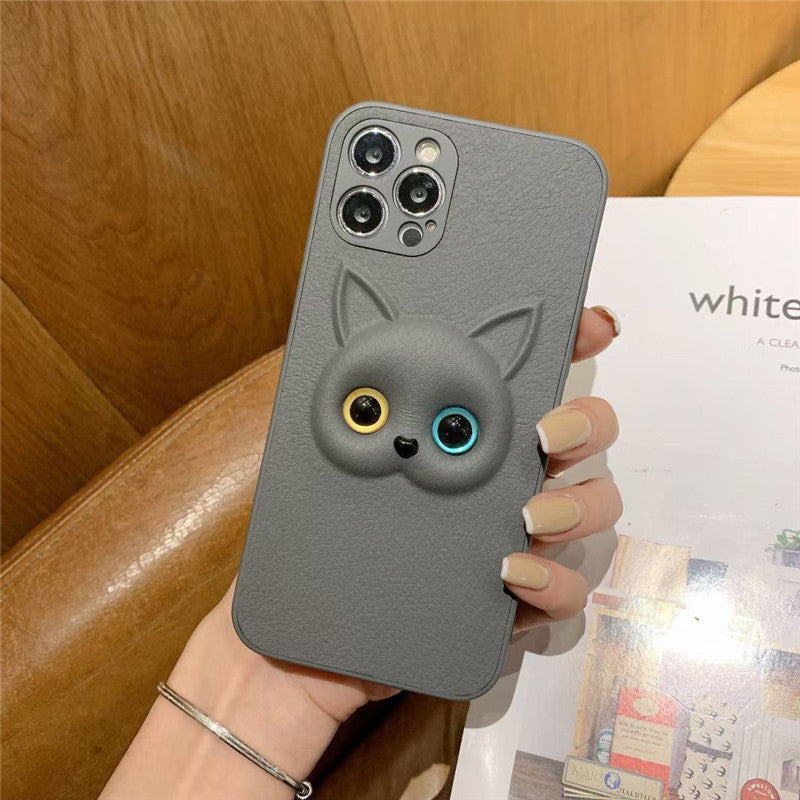 Three-dimensional Cartoon Cat Phone Case With 3D Eyes