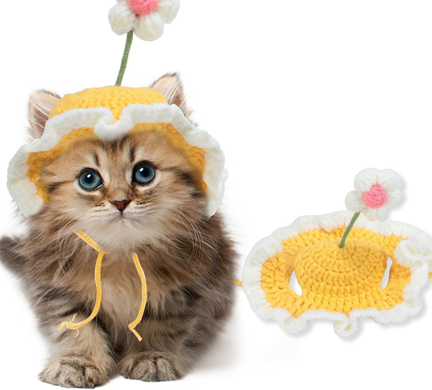 Cute Knit Cat Hat Funny Dog Hat For Cats And Small Dogs Kitten Puppy Cat Costume Halloween Christmas Birthday Party Costume Head Wear Accessories