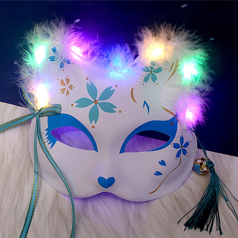 Luminous Feather Fox Mask Two-faced Cat