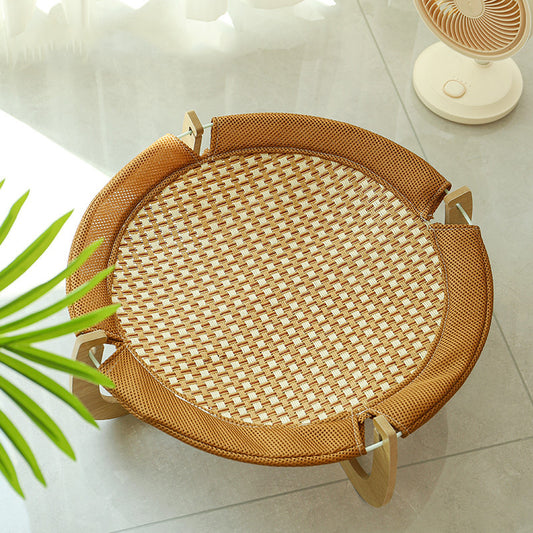 Summer Woven Rattan Hammock For Cat Cool Dog Mat, Pet Marching Bed Off Ground Cat Bed Universal Crib For All Four Seasons