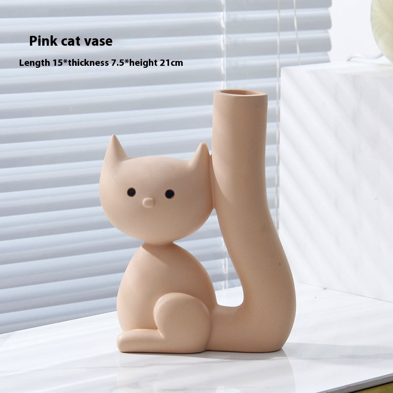 Cute Cat Vase Home Living Room Ornament Decorations