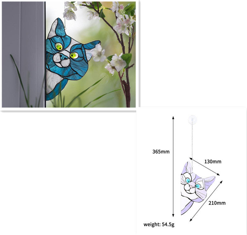 Stained Glass Cat Window Hanger Decoration