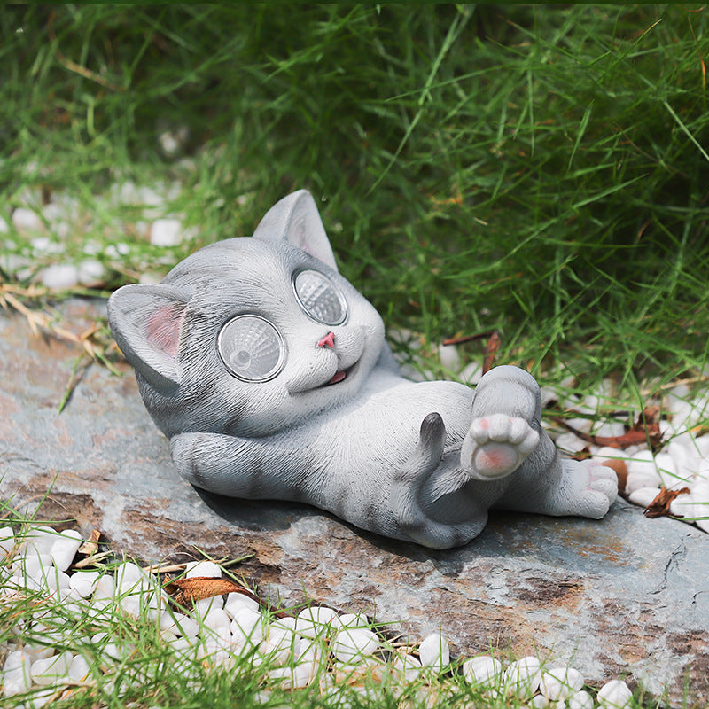 Creative Outdoor Animal Ornaments Angel Gray Cat Cute