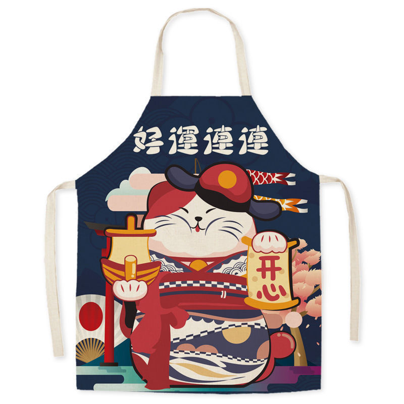 Waterproof Apron Beckoning Cat Adult Gown For Cooking