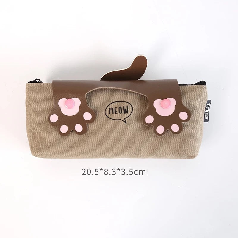 Creative Cute Cartoon Cat Canvas Zipper Pencil Case