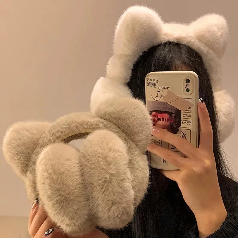 Cute Cat Ears Plush Earmuff Female Winter