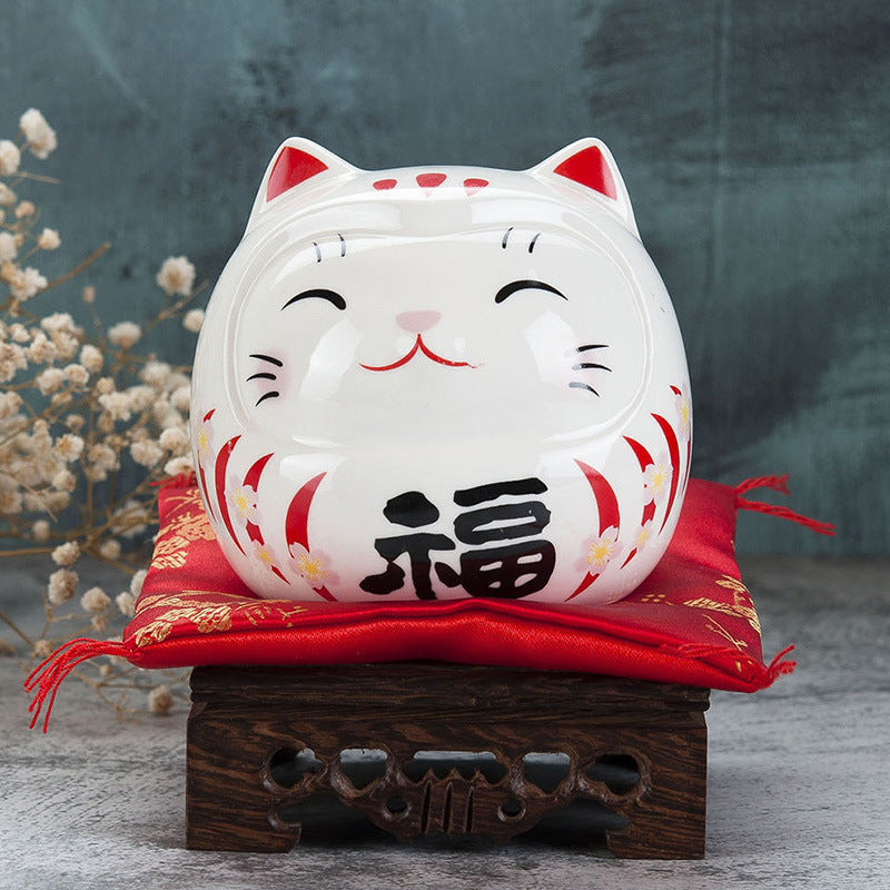 Ceramic Small Da Mo Zhaocai Cat Savings Can