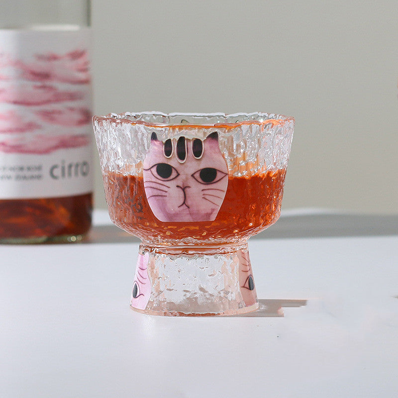 Cat Japanese Fashion Crystal Glass High Foot Cup