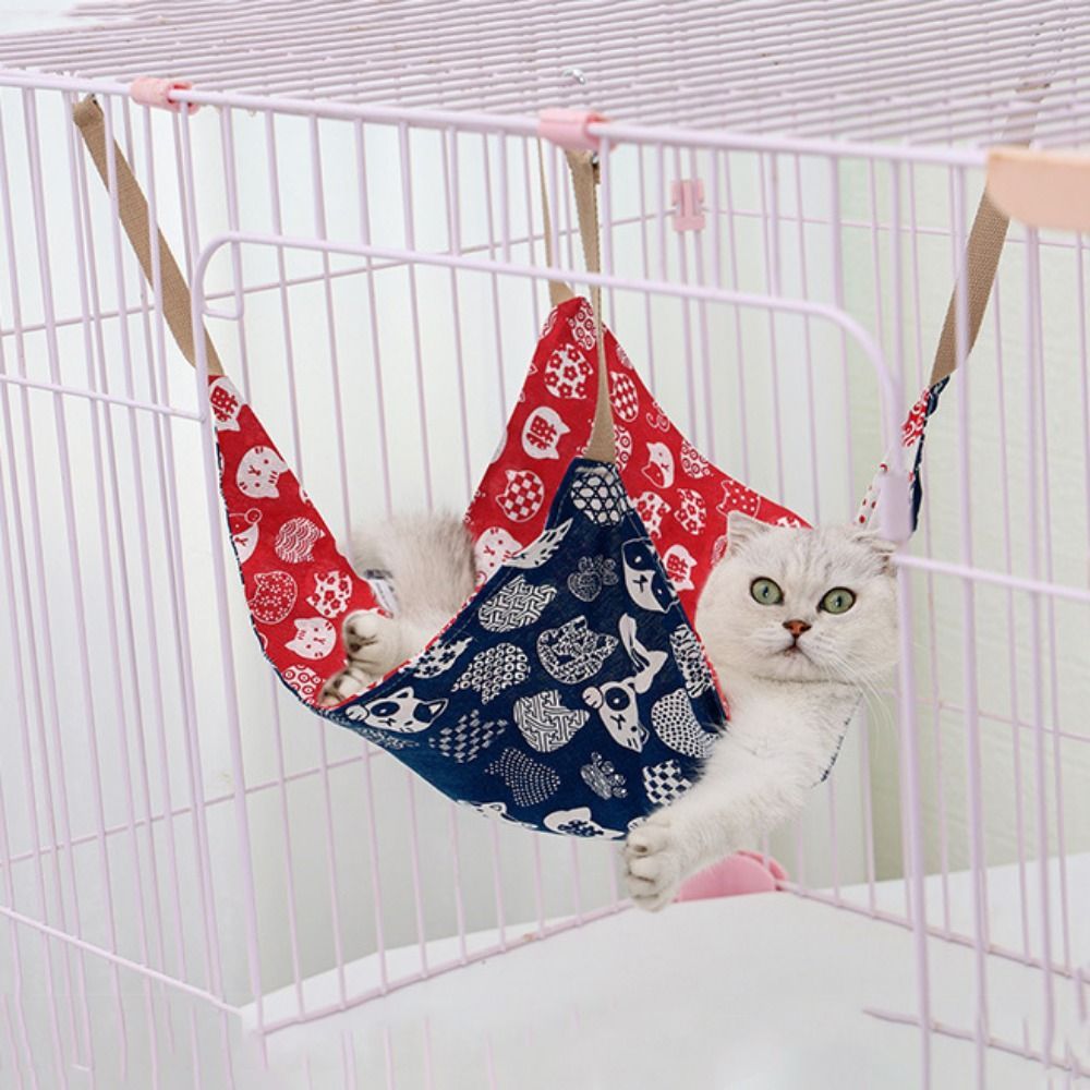 Breathable Cat Cotton Linen Hammock Wear Resistant Multicolor Cat Cage Hanging Bed Soft With Hanging Hook Cat Hammock Bed Summer