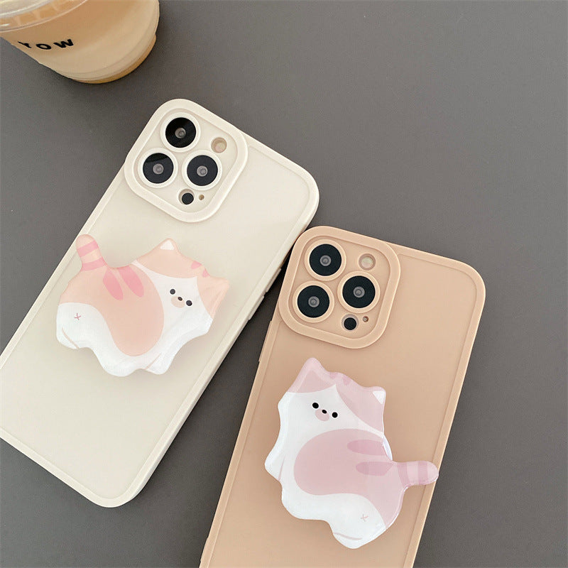 Fashion Simple Cute Cat Stand Phone Case