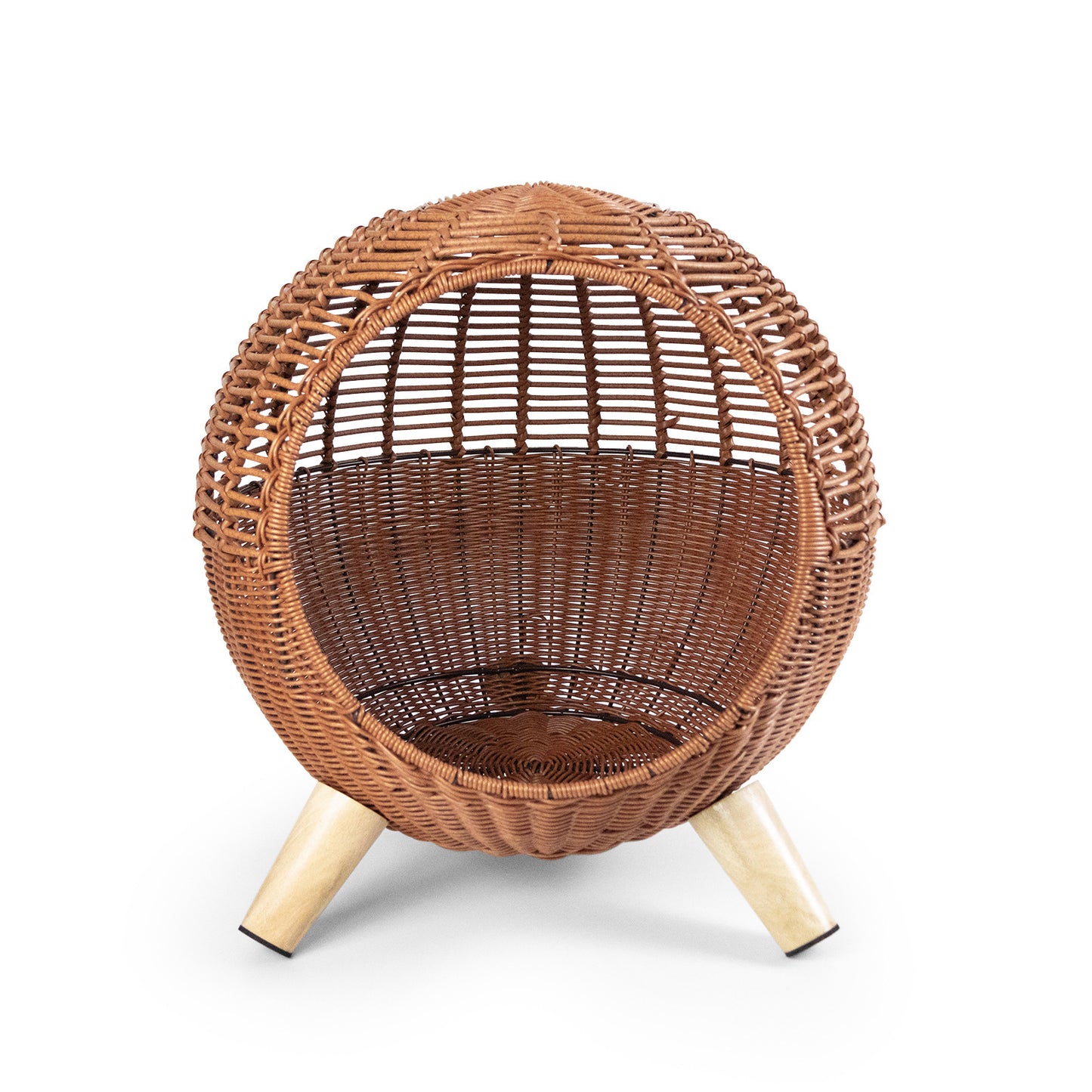 Breathable Rattan Woven Round Cat Bed PE Rattan Cat Climbing Frame Sleep Game Warm Pet Litter Cat Villa