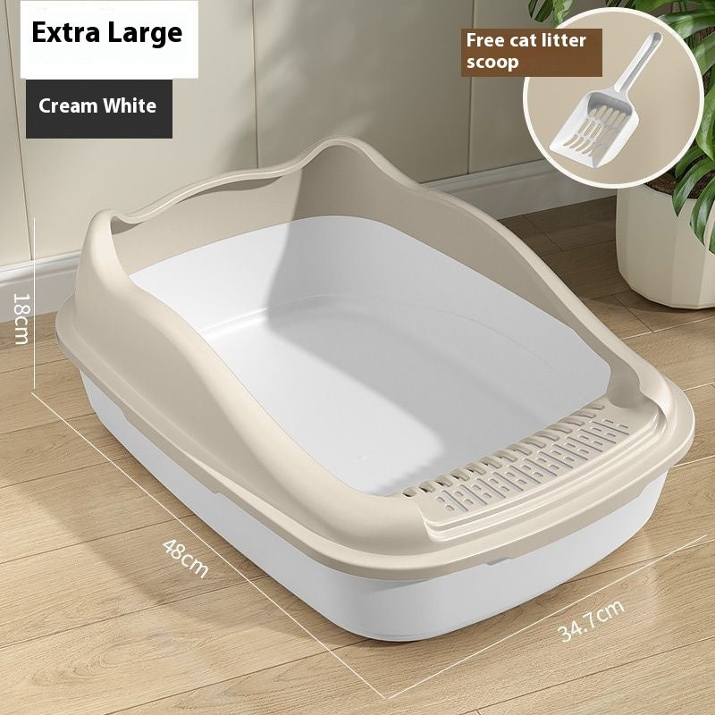 Litter Box Oversized Semi-enclosed Cat Toilet Anti-splash Cat Poop Basin